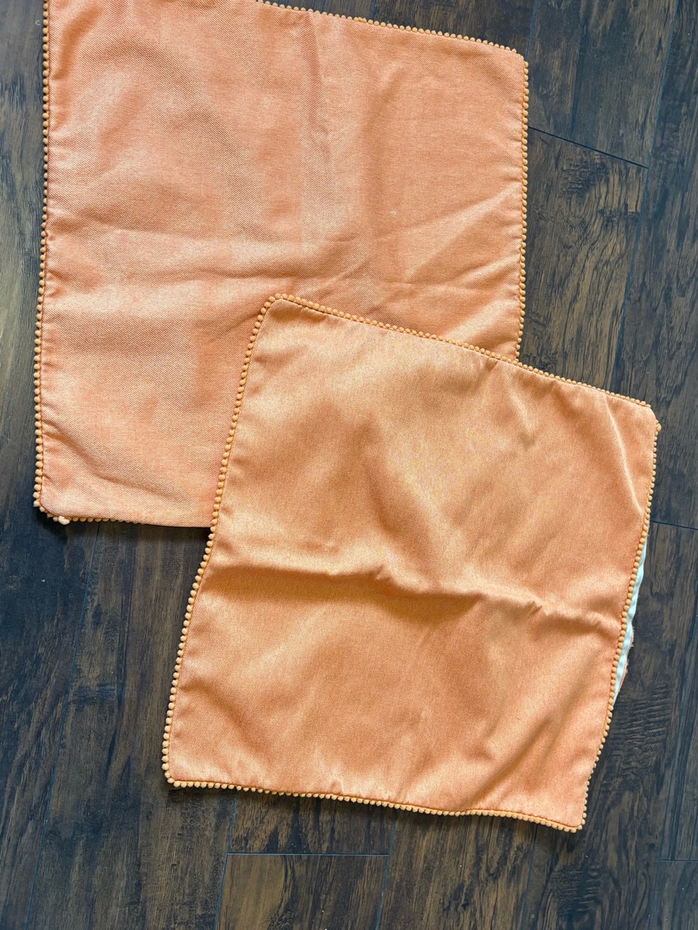Source Unknown Orange Velvet Accent Cloths with Beaded Trim - Set of 2